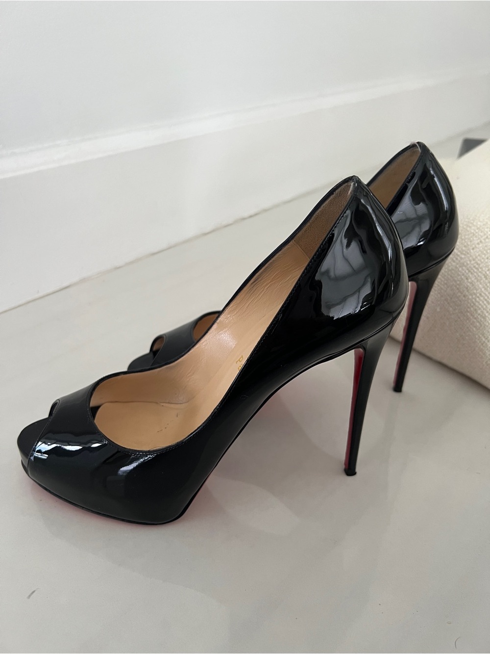 Christian Louboutin Black Peep Toe Platform Pumps Size 39